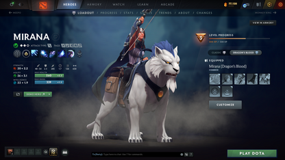 Herald IV | Behavior Score: 10778 | 2 Arcanas: Lina & CM | Pa and Mirana Persona | Many Immortals | Many Sets | Mainpool Account | Full Access | 1K Hours