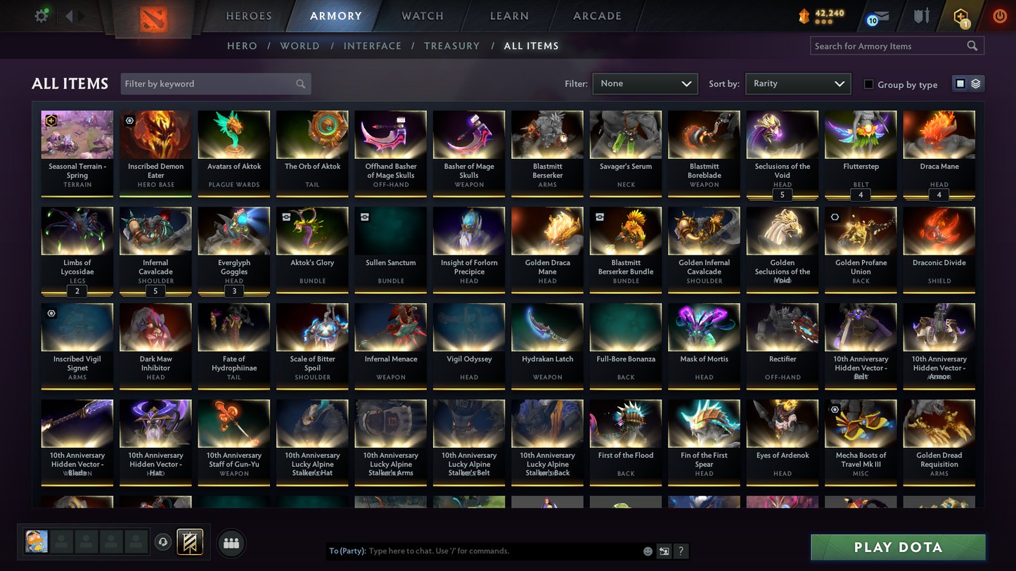 Crusader I | Behavior Score: 11084 | SF Arcana | Dota PLUS + 67 Immortals | Golden Immortals Inside | Full Access | Loaded Inventory | Mainpool Account | Trophy Level 60+
