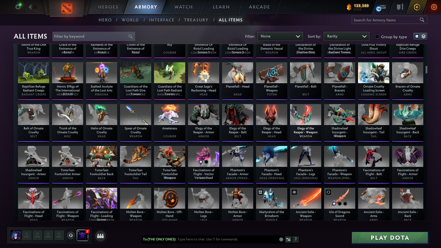 Battlepass: TI9+TI10 | Arcanas: ES, WR, WK, QOP, PA, MK | Personas: PA, INVO, PUDGE, AM | 131 Immortals | 500$+ Cache Sets | Crazy Loaded Inventory | Full Access