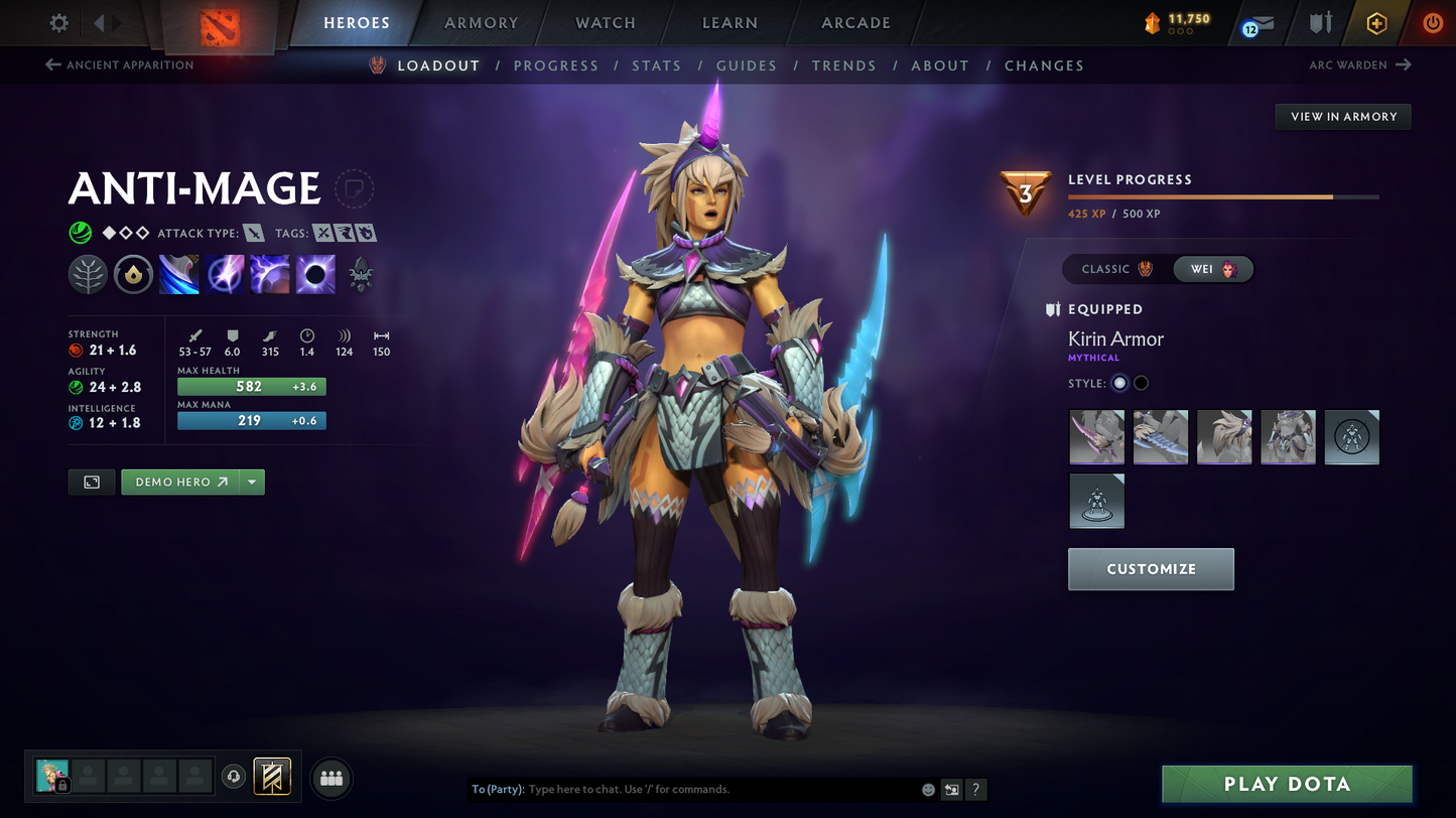 Guardian IV | MMR: 1387 - Behavior: 7559 | Antimage Persona Windranger Mythical Set | Gyro and Lich Immortal | Full Access | Ma