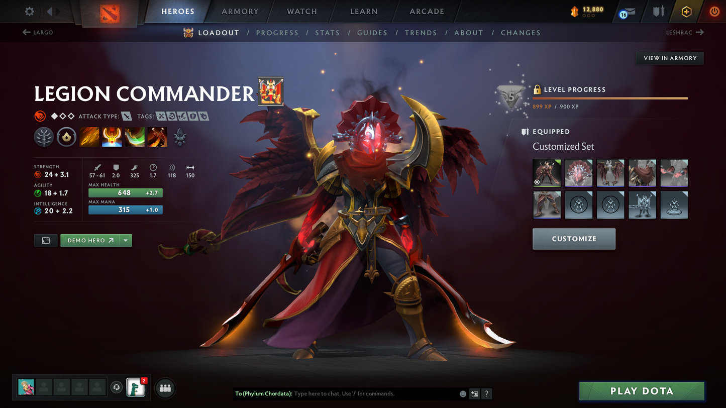 Guardian V | Behavior Score: 8542 | Legion Commander Arcana | 2700 Hours+ | Antimage, Crysal, Phantom Persona | Caches Inside | Immortals | Mainpool | Fast Que | Full Access