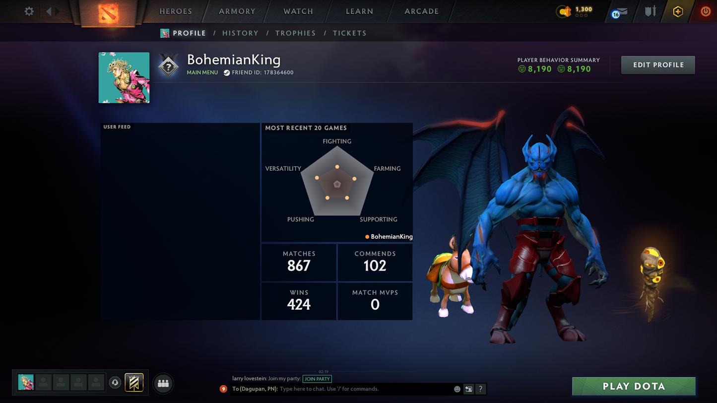 Uncalibrated | Herald/Guardian Mainpool Account | 800+ Matches | 2014 Account | Behavior score: 8190 | Full Access | Quick Que