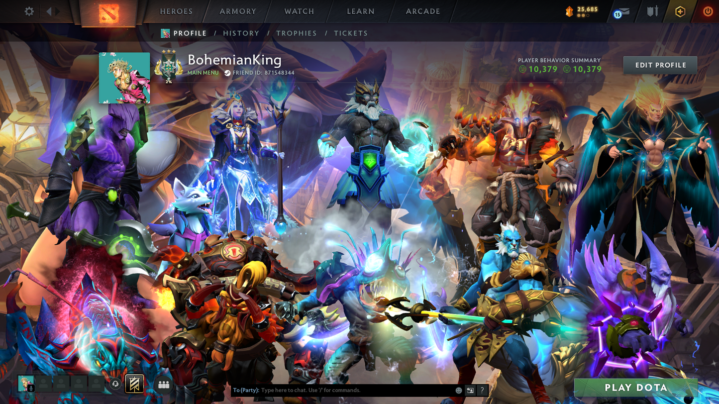 Archon III | Behavior Score: 10379 | 3 Arcanas: Jugg, Cm, Zeus | Many Immortals Inside | Slark Angler of The Abyss Cache | Mainpool | Full Access | Many Items