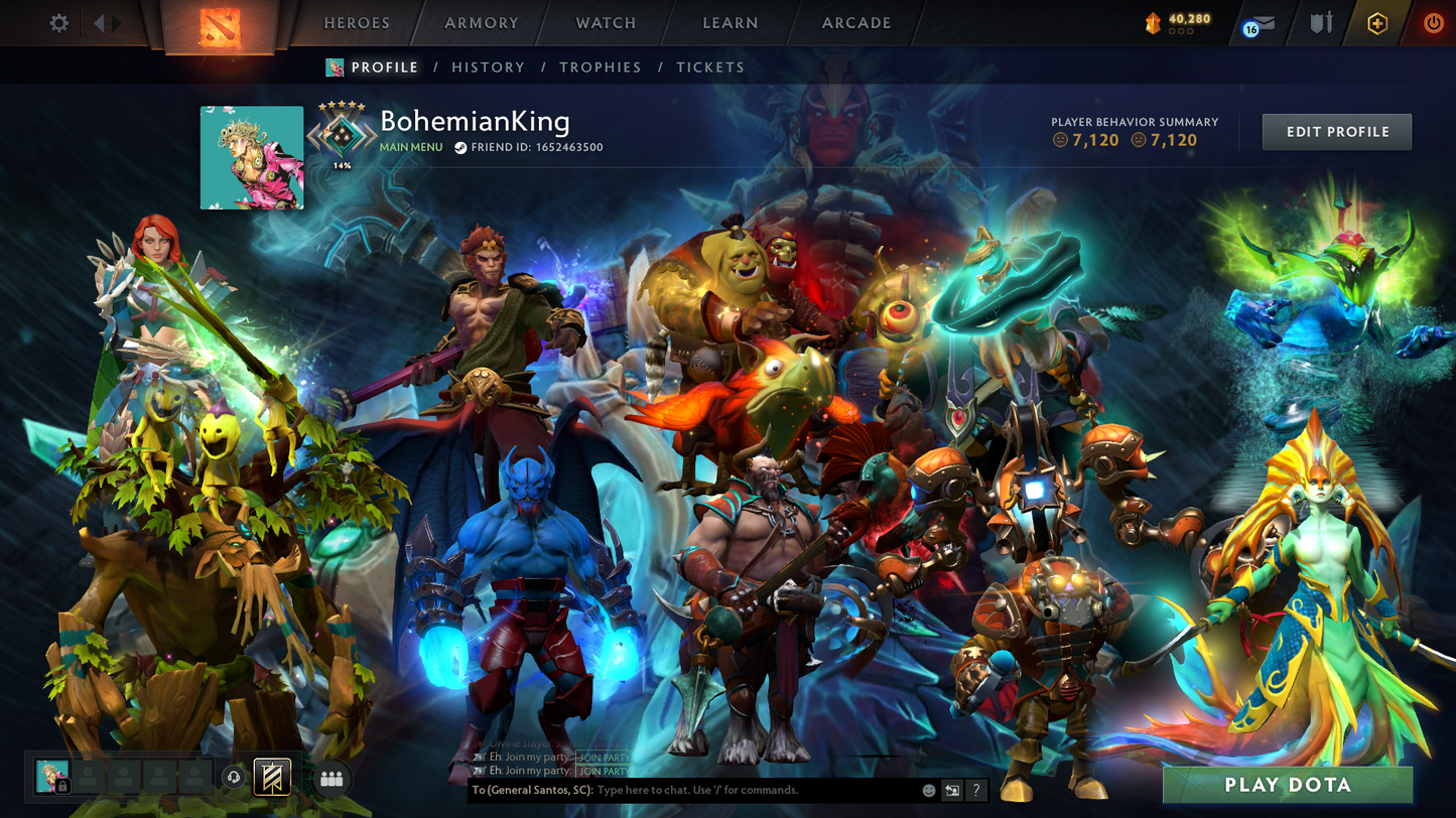 Crusader V | Behavior Score: 7120 | Ogre Magi Arcana | Antimage Persona | Immortals Inside | Mainpool Account | Trophy Level: 42 | Full Access