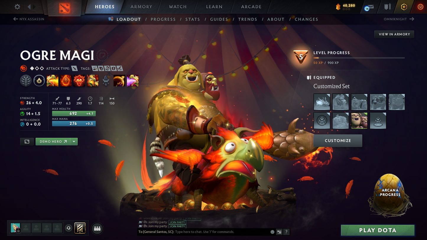 Crusader V | Behavior Score: 7120 | Ogre Magi Arcana | Antimage Persona | Immortals Inside | Mainpool Account | Trophy Level: 42 | Full Access