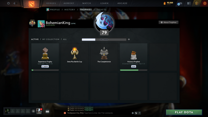Legend IV | Behavior Score: 11610 | 3 Arcanas: Monkey, Lina, Shadowfiend | Many Immortals | Mainpool Account | Trophy level: 79 | Many sets | Full Access