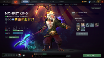 Legend IV | Behavior Score: 11610 | 3 Arcanas: Monkey, Lina, Shadowfiend | Many Immortals | Mainpool Account | Trophy level: 79 | Many sets | Full Access