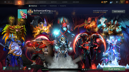 Legend III | Behavior Score: 7249 | 4 Arcanas: Jugg, Zeus, Tb, Cm | Antimage and Mirana Persona | 43 Immortals | 4000 Hours | 2316 Items | Mainpool | Full Access