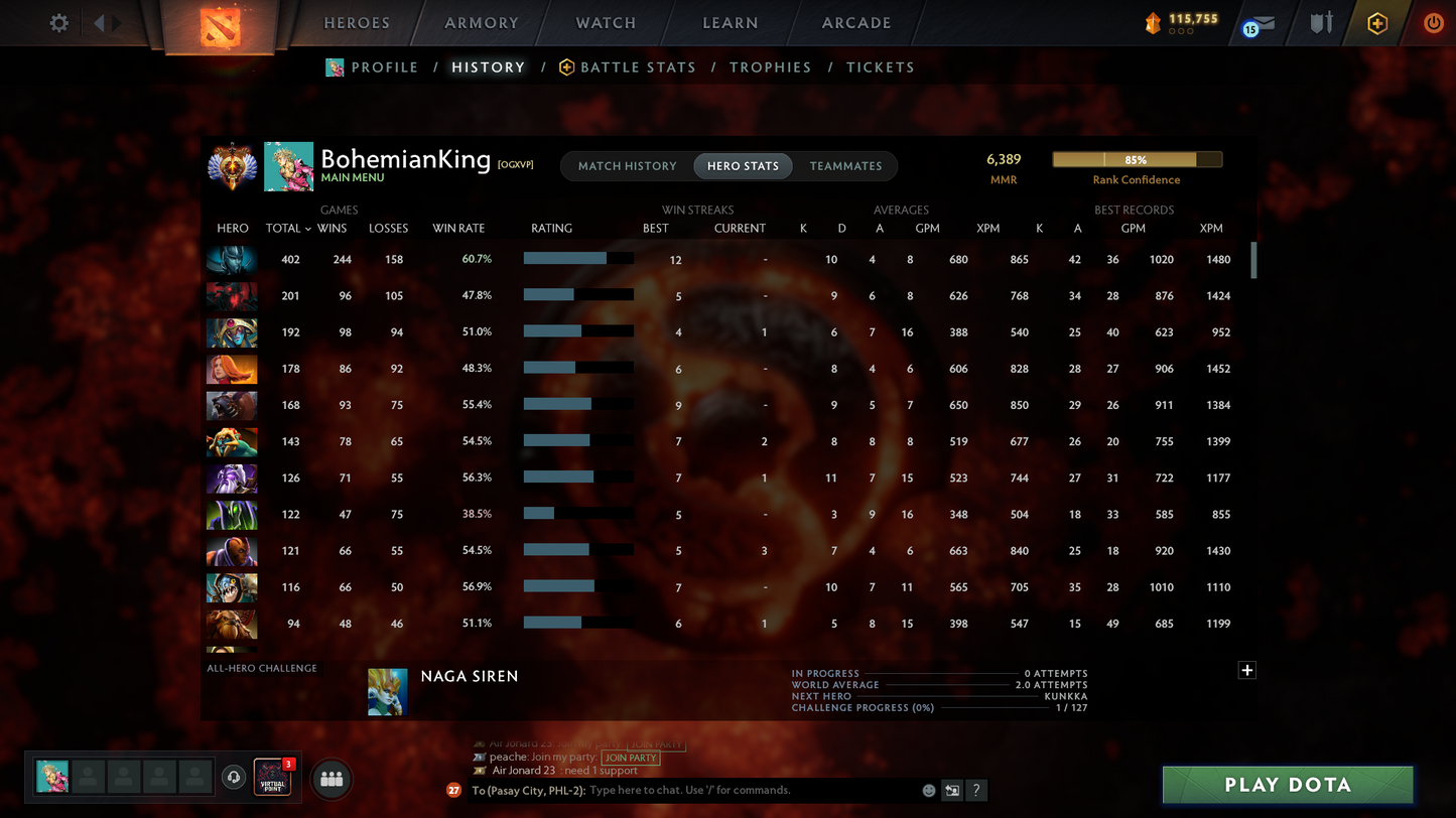 Immortal (6389) | Behavior Score: 11436 | 4 Arcanas: Vengeful, Phantom, Crystal, Jugg | PA and AM Persona | 10th Anniv | Many Immortals | Many Cache Sets | Dota Plus Subscription | Full Access