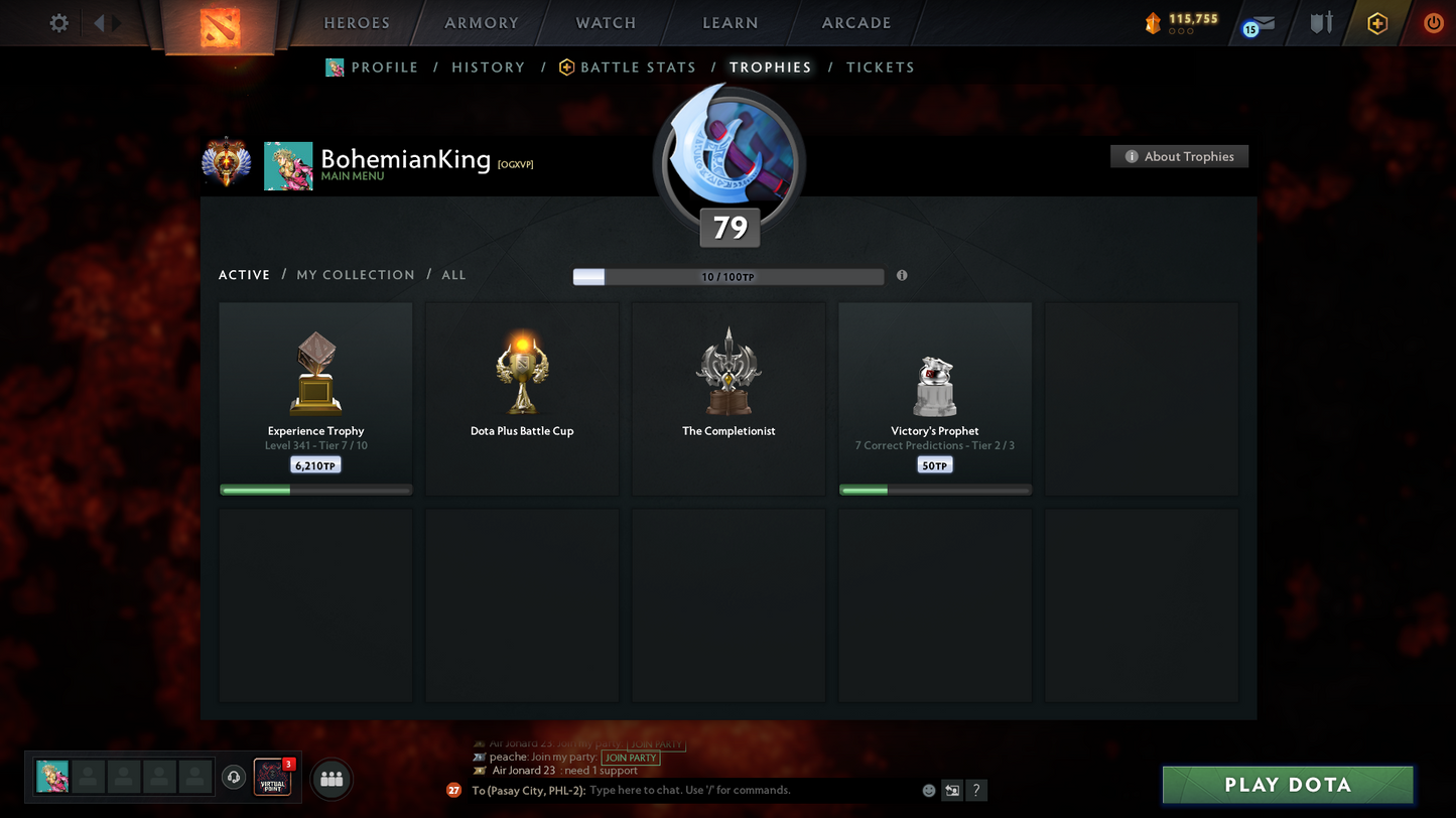 Immortal (6389) | Behavior Score: 11436 | 4 Arcanas: Vengeful, Phantom, Crystal, Jugg | PA and AM Persona | 10th Anniv | Many Immortals | Many Cache Sets | Dota Plus Subscription | Full Access