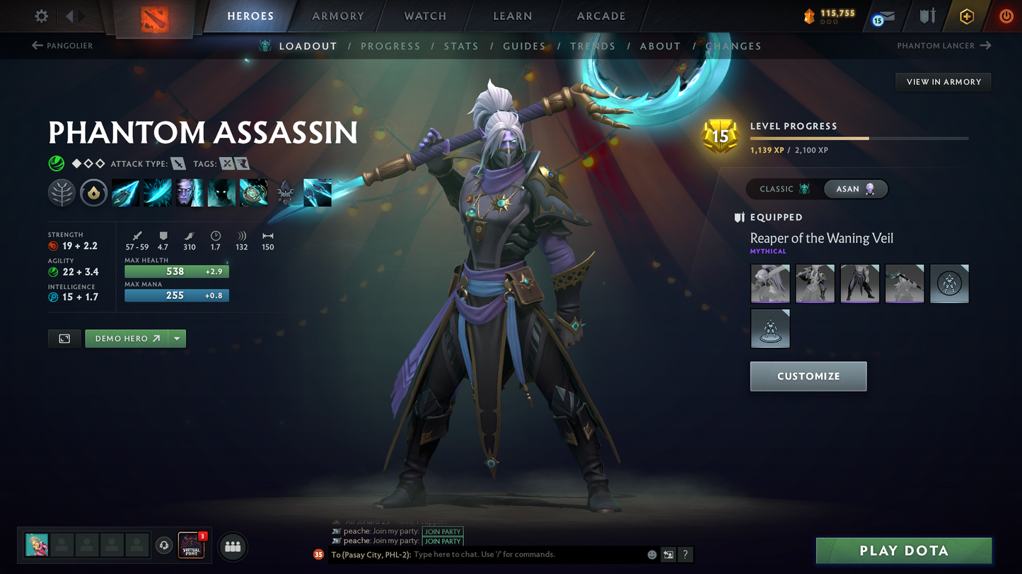 Immortal (6389) | Behavior Score: 11436 | 4 Arcanas: Vengeful, Phantom, Crystal, Jugg | PA and AM Persona | 10th Anniv | Many Immortals | Many Cache Sets | Dota Plus Subscription | Full Access