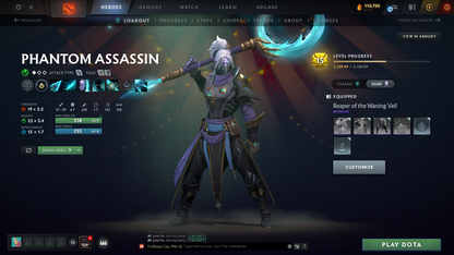 Immortal (6389) | Behavior Score: 11436 | 4 Arcanas: Vengeful, Phantom, Crystal, Jugg | PA and AM Persona | 10th Anniv | Many Immortals | Many Cache Sets | Dota Plus Subscription | Full Access