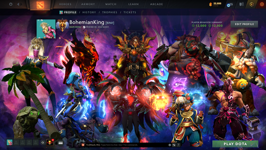 Immortal (5889) | Behavior Score: 12000 | 4 Arcanas: Sf, Tb, Pudge, Lc | Cache Inside | 49 Immortals | Trophy Level: 104 | Mainpool | Stacked Account | Full Access | Quick Que