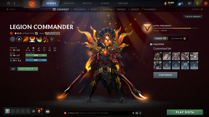 Immortal (5889) | Behavior Score: 12000 | 4 Arcanas: Sf, Tb, Pudge, Lc | Cache Inside | 49 Immortals | Trophy Level: 104 | Mainpool | Stacked Account | Full Access | Quick Que