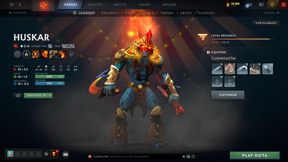 Immortal (5889) | Behavior Score: 12000 | 4 Arcanas: Sf, Tb, Pudge, Lc | Cache Inside | 49 Immortals | Trophy Level: 104 | Mainpool | Stacked Account | Full Access | Quick Que