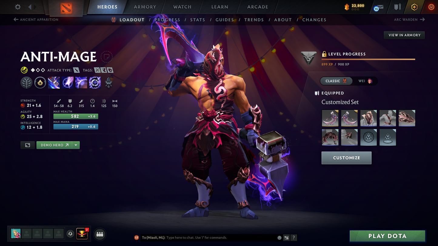 Immortal (5889) | Behavior Score: 12000 | 4 Arcanas: Sf, Tb, Pudge, Lc | Cache Inside | 49 Immortals | Trophy Level: 104 | Mainpool | Stacked Account | Full Access | Quick Que