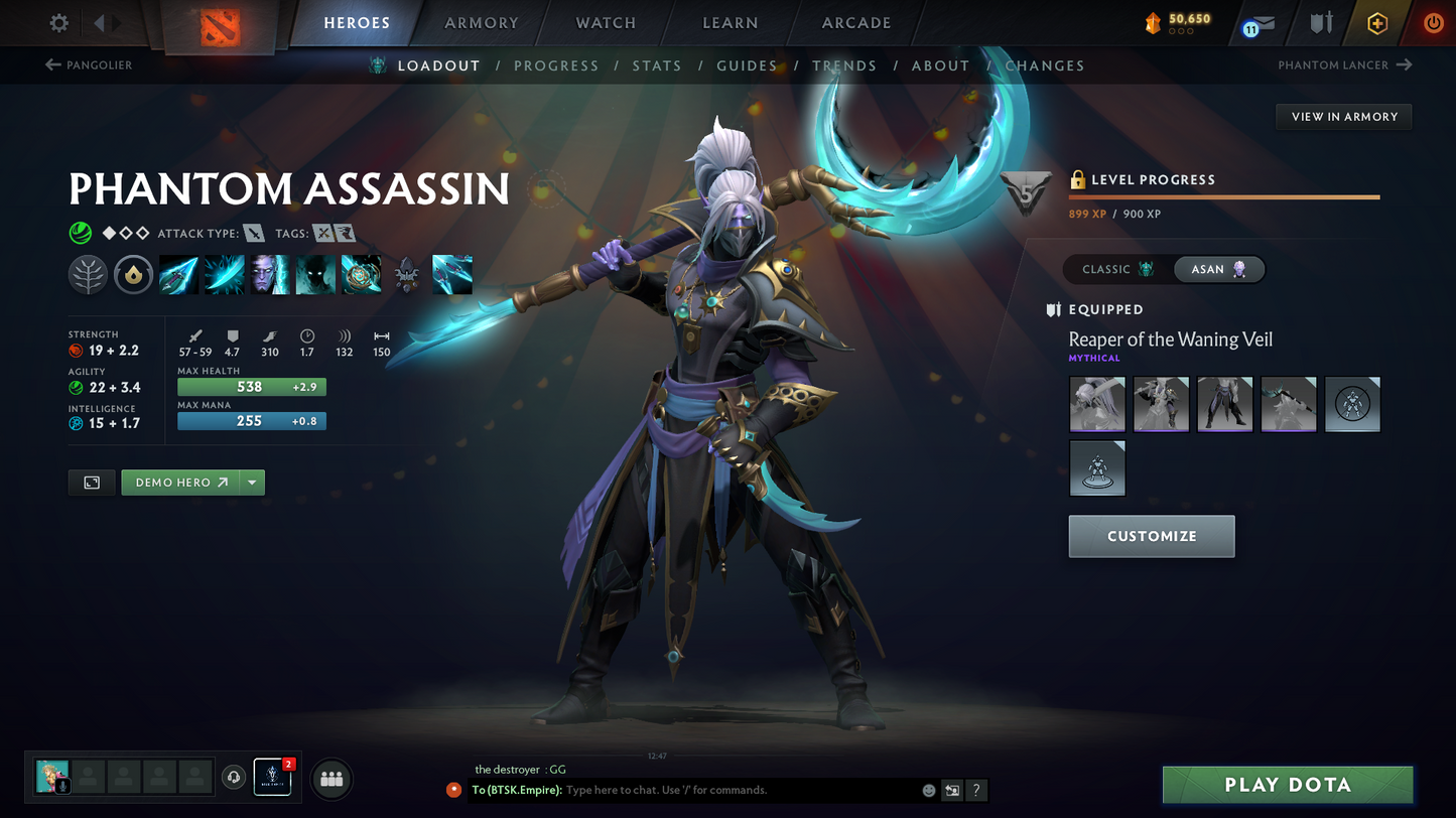 Legend V | Behavior Score: 10763 | 2 Arcanas: Pudge & Lina | 3 Personas: AM, CM, PA | Many Immortals Inside | Stacked Account | Trophy Level: 65 | Mainpool | Full Access