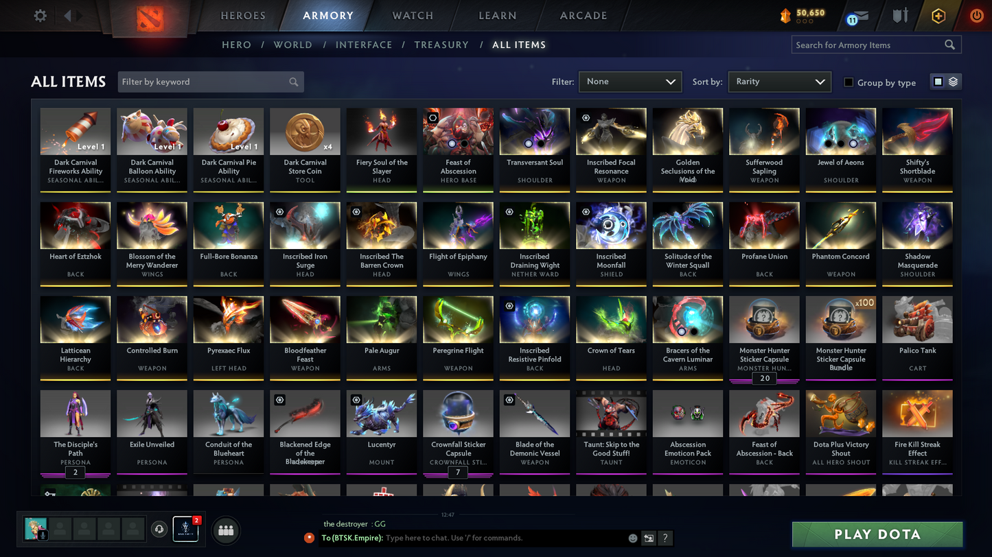 Legend V | Behavior Score: 10763 | 2 Arcanas: Pudge & Lina | 3 Personas: AM, CM, PA | Many Immortals Inside | Stacked Account | Trophy Level: 65 | Mainpool | Full Access