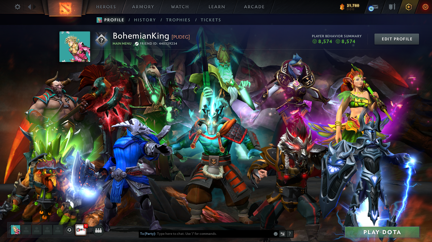 Uncalibrated | Guardian - Crusader | Behavior Score: 8574 | Juggernaut Arcana | Sven Shattered Great Sword | Immortals Inside | Trophy Level: 41 | Mainpool Account | Full Access