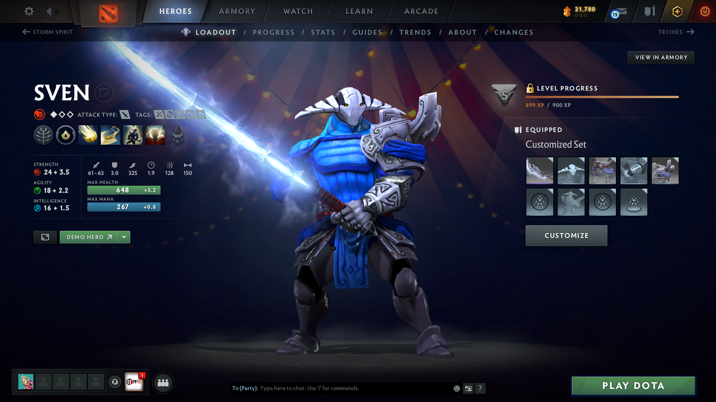 Uncalibrated | Guardian - Crusader | Behavior Score: 8574 | Juggernaut Arcana | Sven Shattered Great Sword | Immortals Inside | Trophy Level: 41 | Mainpool Account | Full Access