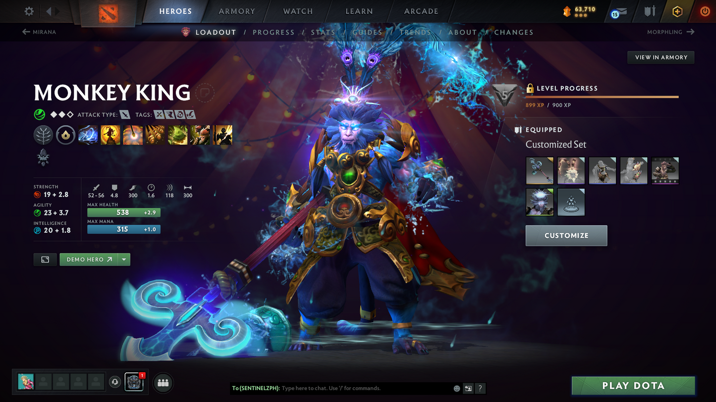 Archon III | Behavior Score: 11212 | 4 Arcanas: Pudge, LC, SF, MK | AM Persona | Many Immortals | Tinker Legendary Set | Mainpool | Trophy Level 44 | Full Access | Quick Que | Stacked Account