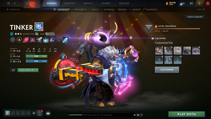 Archon III | Behavior Score: 11212 | 4 Arcanas: Pudge, LC, SF, MK | AM Persona | Many Immortals | Tinker Legendary Set | Mainpool | Trophy Level 44 | Full Access | Quick Que | Stacked Account