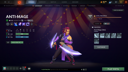 Archon III | Behavior Score: 11212 | 4 Arcanas: Pudge, LC, SF, MK | AM Persona | Many Immortals | Tinker Legendary Set | Mainpool | Trophy Level 44 | Full Access | Quick Que | Stacked Account