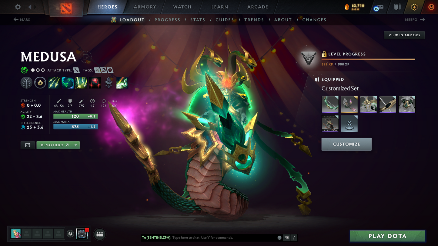 Archon III | Behavior Score: 11212 | 4 Arcanas: Pudge, LC, SF, MK | AM Persona | Many Immortals | Tinker Legendary Set | Mainpool | Trophy Level 44 | Full Access | Quick Que | Stacked Account