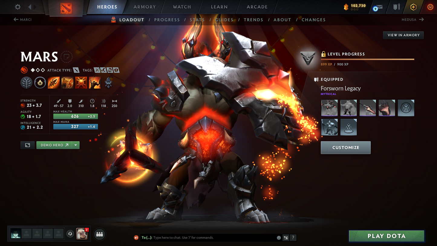 Divine I | Behavior Score: 11537 | 3 Arcanas: Pudge, Mk, PA (LVL 3) | 2 Personas: Pudge, AM | Insane Caches Inside | Many Immortals | Trophy Level: 88 | Mainpool | Full Access | Very Stacked Account