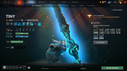 TI9 Incomplete | Arcanas: Sf, Pudge, Rubick, PA (Lvl 3) | Personas: Tiny Majesty of Colossus, PA, AM | Overgrown Empire Terrain | 54 Immortals | Fully Stacked Account | 11.9k Behavior Score | Mainpool | Fast Que