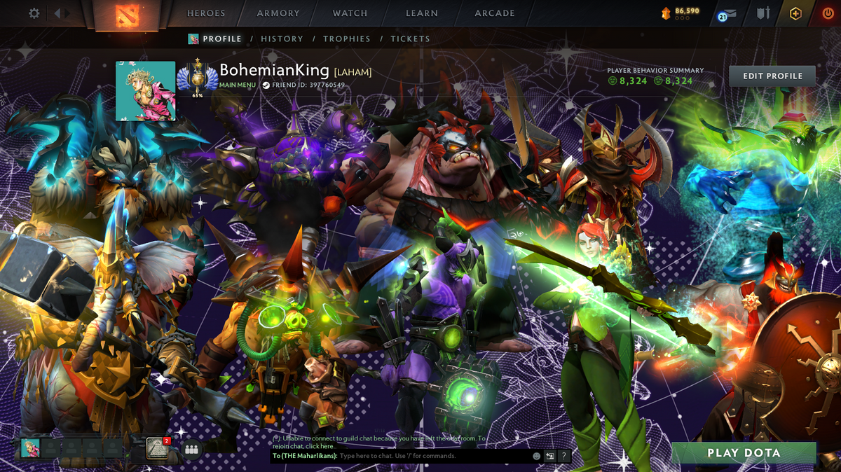 Divine I | MMR: 4750 | Behavior: 8324 | Immortals & Sets Inside | Trophy Level 50 | 2017 Account | 1300 Matches | 1300 Hours | Quick Find Game | 1-2 Min Queue | Perfect for Main