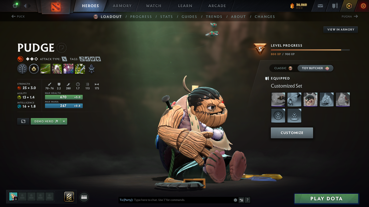 Immortal | 5855 | Behavior Score: 10017 | Vengeful Spirit Arcana | Pudge Persona | Many Immortals | Mainpool Account | 800 Hours | 2022 Account