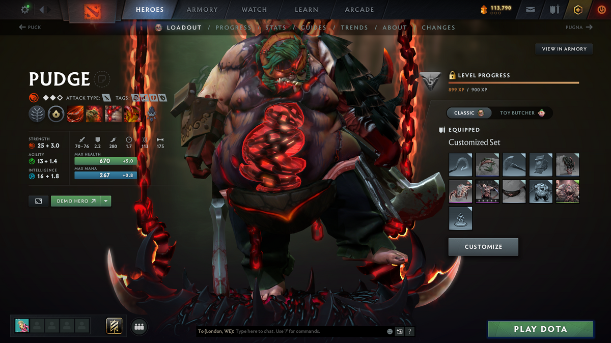 Divine IV | MMR: 5253 | Behavior Score: 11631 | 3 Arcanas: Terrorblade, Pudge, Shadowfiend | Mirana, Pudge Persona | Many Many Immortals | Mainpool | 105 Trophy Level | 10th Anniversary | Full Access