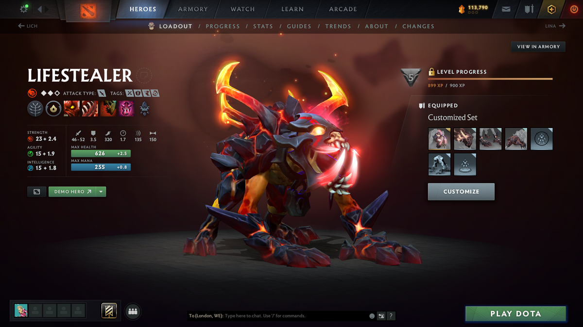 Divine IV | MMR: 5253 | Behavior Score: 11631 | 3 Arcanas: Terrorblade, Pudge, Shadowfiend | Mirana, Pudge Persona | Many Many Immortals | Mainpool | 105 Trophy Level | 10th Anniversary | Full Access