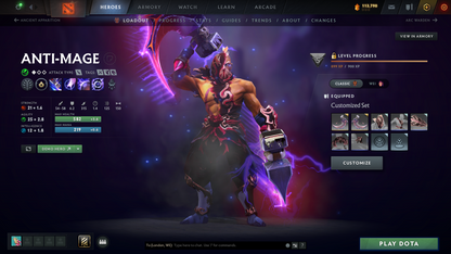 Divine IV | MMR: 5253 | Behavior Score: 11631 | 3 Arcanas: Terrorblade, Pudge, Shadowfiend | Mirana, Pudge Persona | Many Many Immortals | Mainpool | 105 Trophy Level | 10th Anniversary | Full Access
