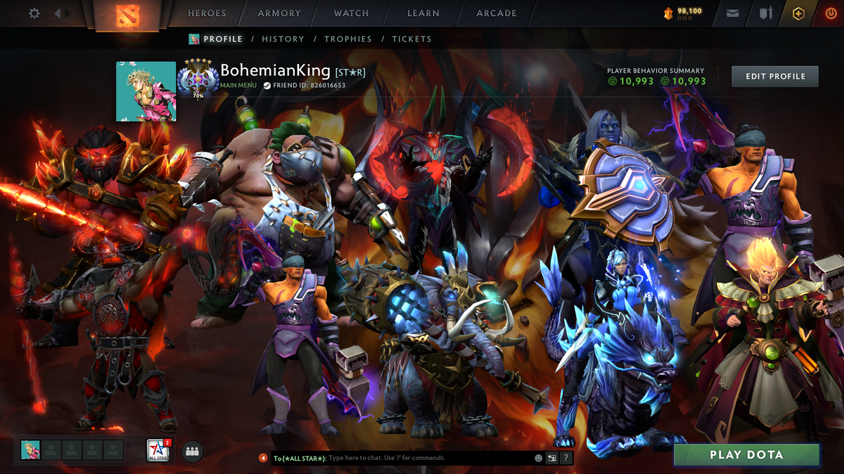 Ancient V | MMR: 4575 | Behavior Score: 10993 | Terrorblade Arcana | Many Immortals | Antimage Persona | Mainpool | Trophy Level: 47 | Old Account | Quick Que