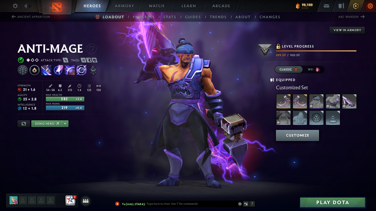 Ancient V | MMR: 4575 | Behavior Score: 10993 | Terrorblade Arcana | Many Immortals | Antimage Persona | Mainpool | Trophy Level: 47 | Old Account | Quick Que