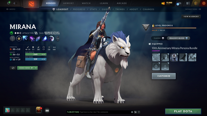 Battlepass TI11 | Legend | Behavior Score: 10401 | Faceless, Razor, Crystal Maiden, Lina, Pudge, Legion Arcana | Primal, Mirana, Antimage, Phantom As, Crystal Persona | Many Immortals | Many Cache Sets | Extremely High Value Account
