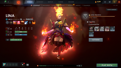 Immortal | 5814 | Behavior Score: 11153 | Juggernaut & Lina Arcana | Invoker, Antimage Persona | Many Many Immortals | Mainpool | Full Access | Super Quick Que | Old Account | Trophy level 61