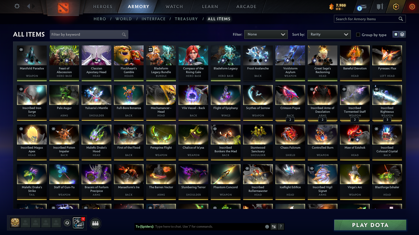 Guardian IV | MMR: 1260 - Behavior: 11087 | Battlepass: TI10, TI11 | Arcanas: Windranger, Faceless Void (Style 2), Razor | 9 Arcanas in total | 6 Personas | Level 30 Grandmaster Tier Heroes | Tons of Cache Sets & Items | Complete Access