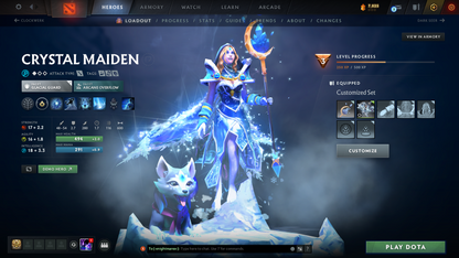 Herald IV | MMR 426 | Behavior 8598 | x77 MMR DD TOKENS | 2 Arcanas: Pudge & Crystal Maiden | Fully Stacked with Exclusive Sets & Immortals | Quick Find Match | Many Items Inside | Full Access