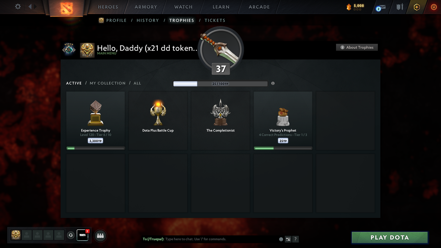 Crusader V | MMR: 2230 | Behavior Score: 9333 | x21 MMR DD TOKENS | Phantom Assassin Arcana | Many Items & Immortals Inside | Mainpool | Trophy Level: 120 | Full Access