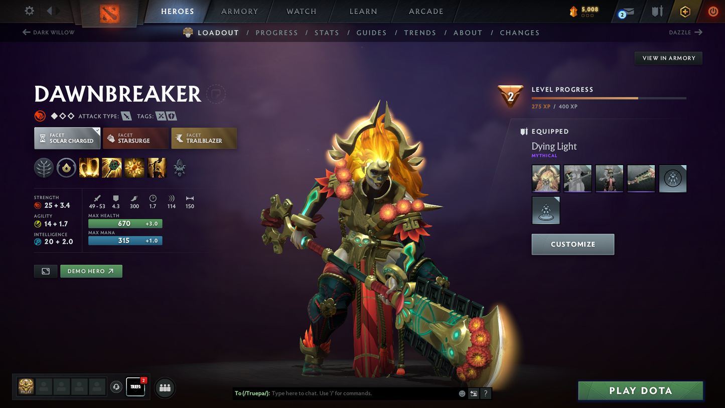 Crusader V | MMR: 2230 | Behavior Score: 9333 | x21 MMR DD TOKENS | Phantom Assassin Arcana | Many Items & Immortals Inside | Mainpool | Trophy Level: 120 | Full Access