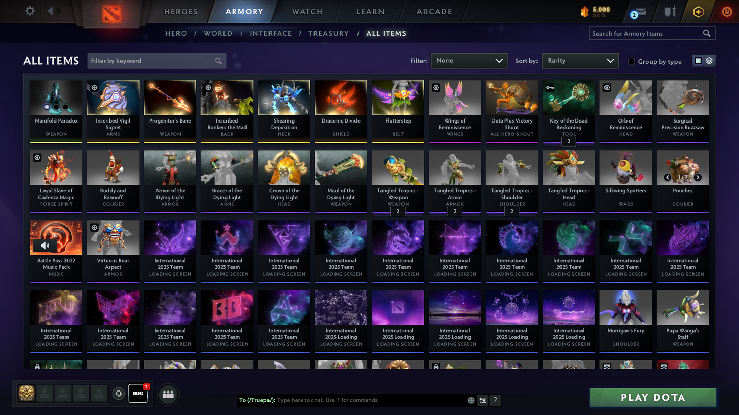 Crusader V | MMR: 2230 | Behavior Score: 9333 | x21 MMR DD TOKENS | Phantom Assassin Arcana | Many Items & Immortals Inside | Mainpool | Trophy Level: 120 | Full Access