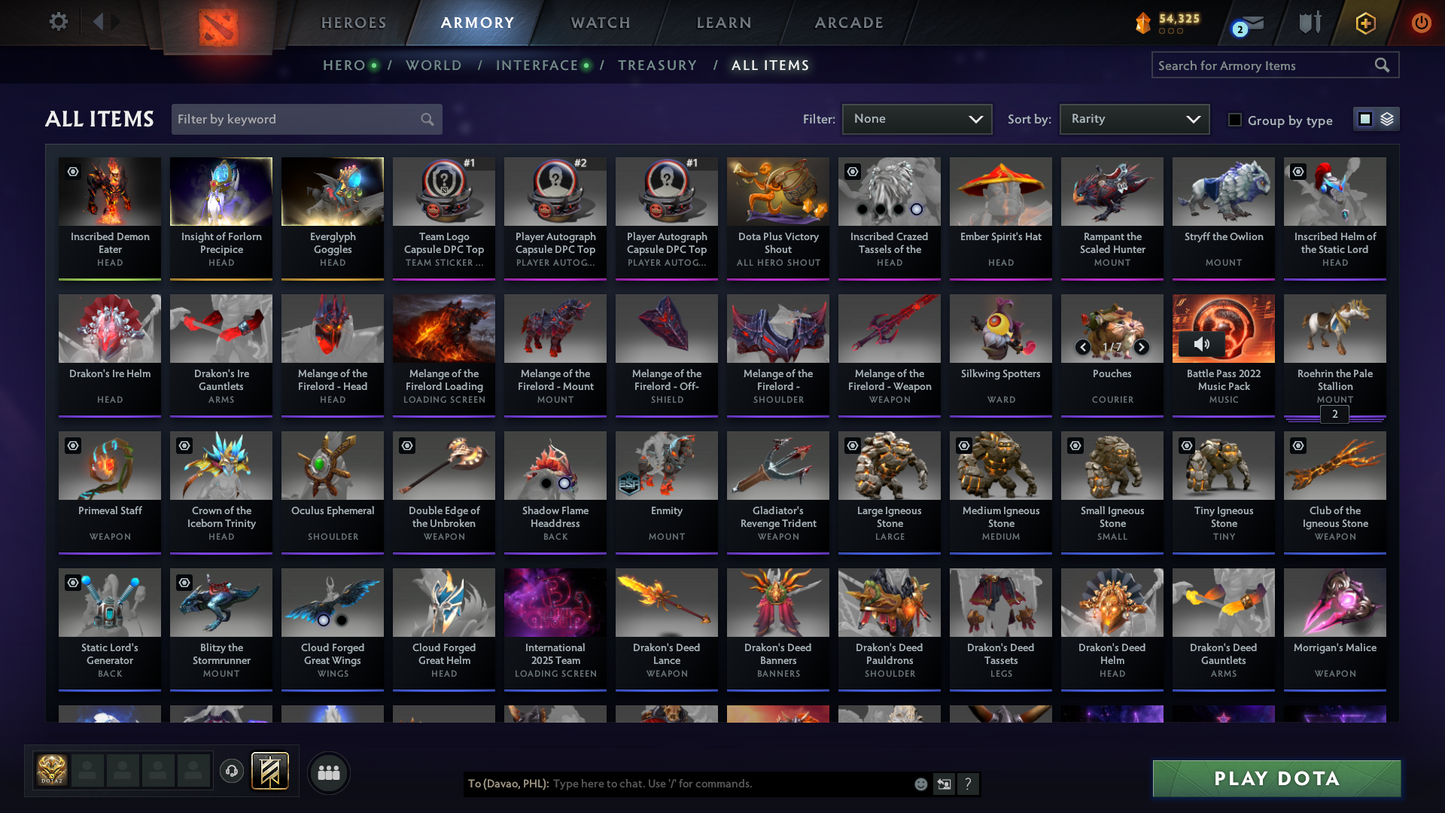Divine I | MMR 4637 | Behavior 10483 | Hours Played 1590 | Mainpool | Shadow Fiend Arcana | Fully Stacked with Immortals and Sets | Trophy Level: 150+ | Fast Queue | Full Access