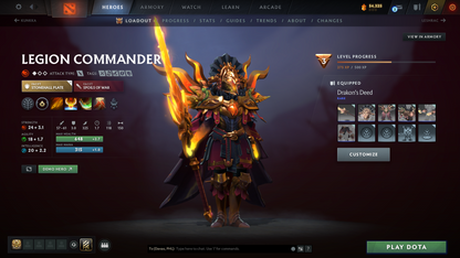 Divine I | MMR 4637 | Behavior 10483 | Hours Played 1590 | Mainpool | Shadow Fiend Arcana | Fully Stacked with Immortals and Sets | Trophy Level: 150+ | Fast Queue | Full Access