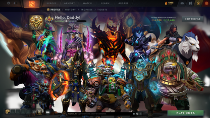 Legend I | MMR: 2466 - Behavior Score: 11650 | Shadow Fiend Arcana | Anti Mage, Phantom Assassin & Mirana Personas | Latest Cache Sets | Complete 10th Anniversary Sets | 3,241 Matches Played | Mainpool | Trophy Level: 298 | Full Access