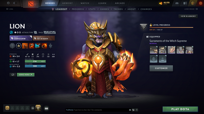Legend III | MMR: 3346 | Behavior Score: 10283 | 3 Arcanas: Legion Commander, Juggernaut, Terrorblade | Sven's Latest Cache Set | Many Exclusive Items | Mainpool | Trophy Level: 171 | Full Access