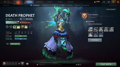 Archon I | MMR: 2178 | Behavior Score: 9555 | Terrorblade Arcana | Rare Wraith King Cache Set | Many Immortals & Sets | Trophy Level: 90 | Full Access