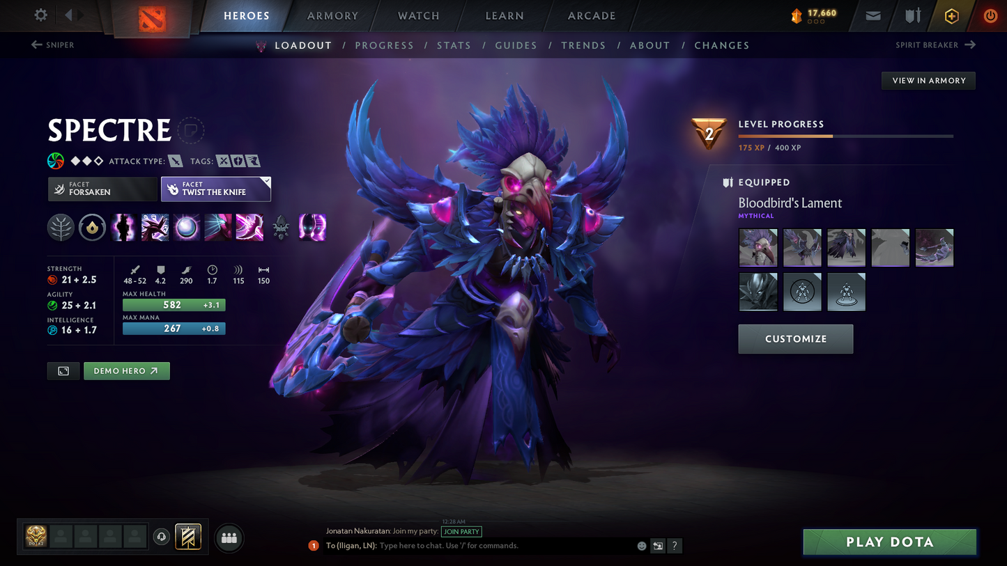 Archon I | MMR: 2178 | Behavior Score: 9555 | Terrorblade Arcana | Rare Wraith King Cache Set | Many Immortals & Sets | Trophy Level: 90 | Full Access